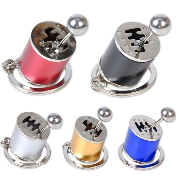 Hareketli Araba Vites Anahtarlık Altı Hız Manuel Vites Dişli Shifter Topuzu Metal Anahtarlık (5381)