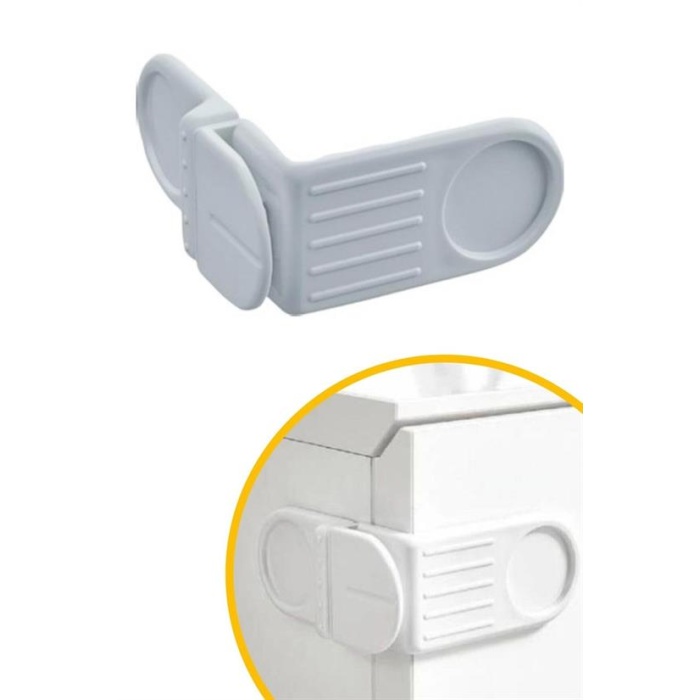 Bebek Çocuk Güvenlik Çekmece ve Dolap İçin Kendiliğinde Yapışkanlı Vidasız Köşe Kapak Kilidi (5381)