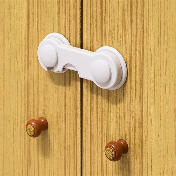 Bebek Çocuk Güvenliği Çekmece ve Dolap İçin Kendiliğinde Yapışkanlı Vidasız Kapak Kilidi (5381)