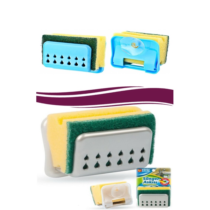 Pratik Mutfak Lavabo Vantuzlu Bulaşık Süngeri Askısı Aparatı (5381)