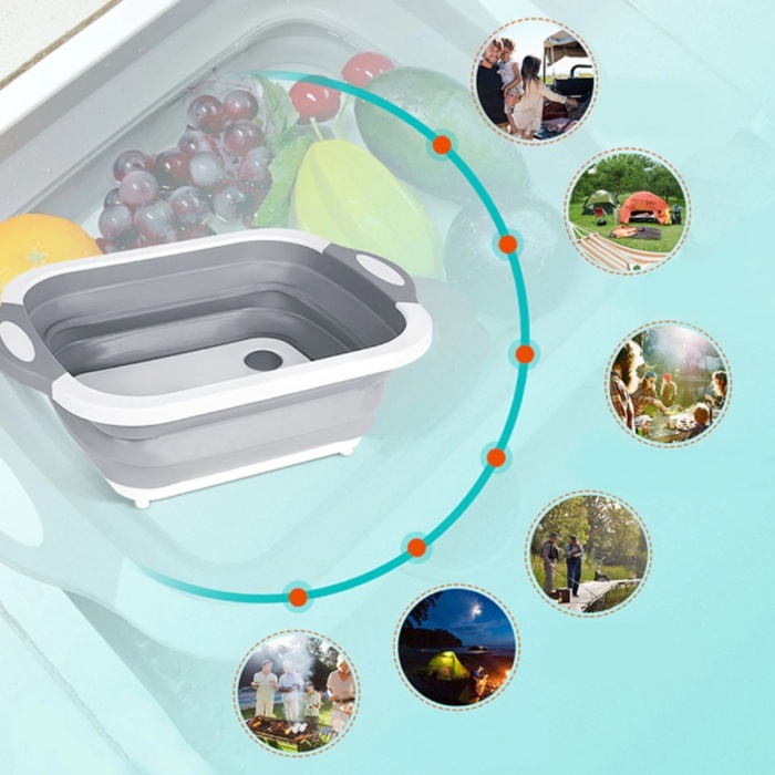 Katlanabilir Süzgeçli Kesme Tahtası ve Badya (5381)