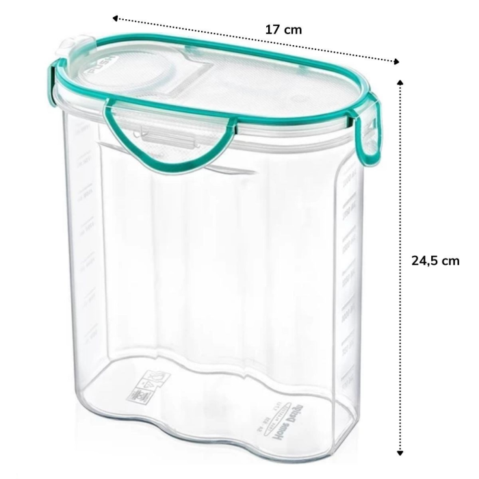Kilitli Kapaklı Contalı Hava,Su Sıvı Geçirmez 2,4 Litre Erzak Saklama Kabı-SA590 (5381)