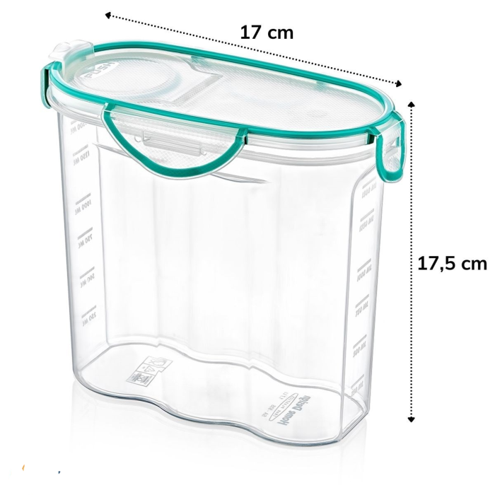 Kilitli Kapaklı Contalı Hava,Su Sıvı Geçirmez 1,7 Litre Erzak Saklama Kabı-SA585 (5381)
