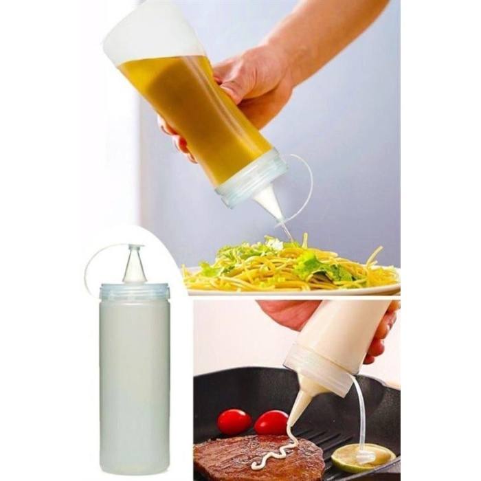 Şeffaf Kapaklı Sızdırmaz Yağlık Sosluk Şişesi Plastik Yağdanlık 400 ml. AP-9028 (5381)