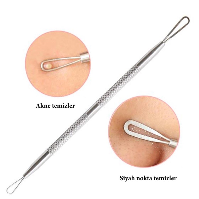 Paslanmaz Çelik Siyah Nokta Sivilce ve Akne Temizleyici Set 3'lü Kit (5381)