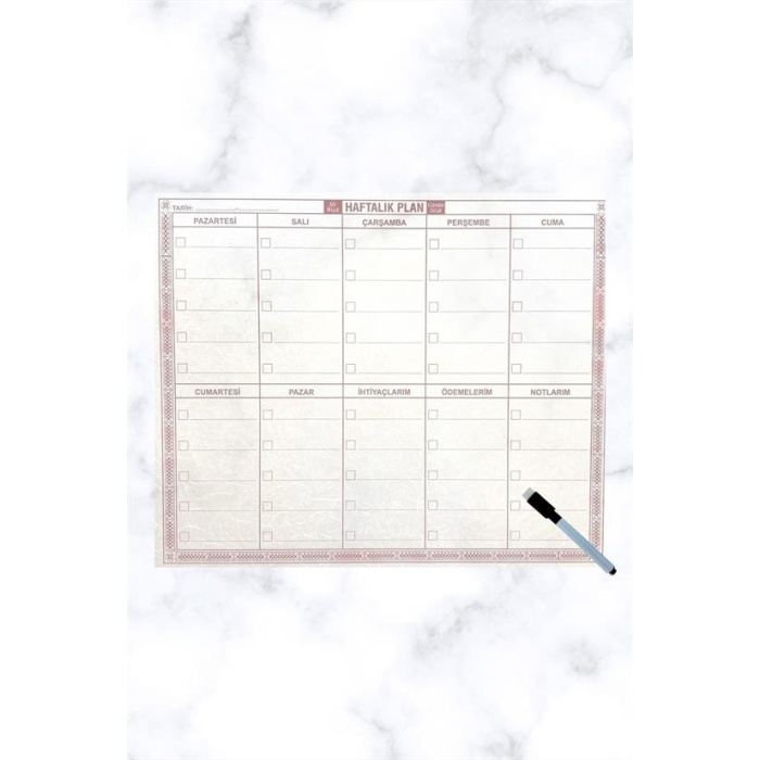 Şeffaf Kendiliğinden Yapışkanlı Kalemli Haftalık Planlayıcı 40cm-50cm (5381)