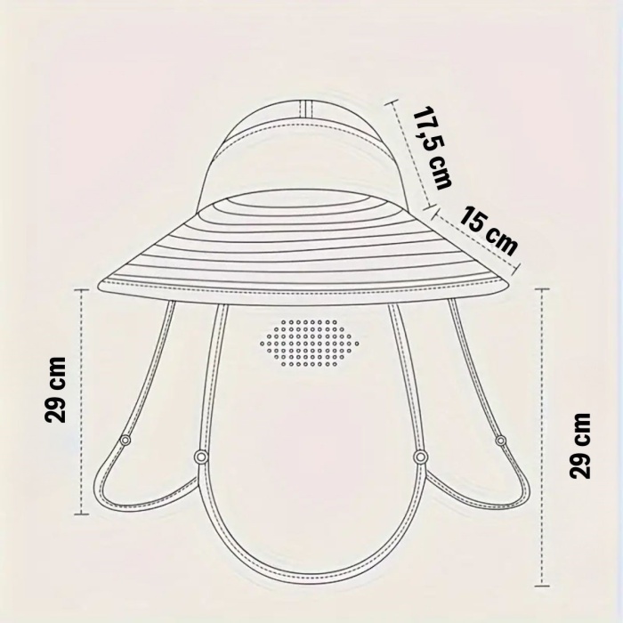 Güneş Koruyuculu Nefes Alabilen Maskeli ve Boyun Kapaklı Geniş Kenarlı Balıkçı Şapkası (5381)