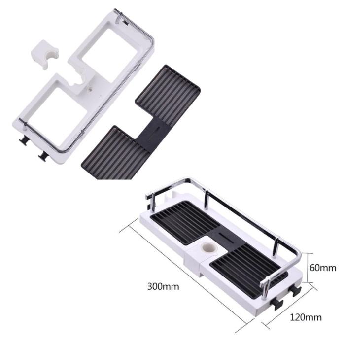 Banyo Direğine Asılabilir Köşelik Şampuanlık Sabunluk Çift Askılı Düzenleyici Raf Paslanmaz (5381)
