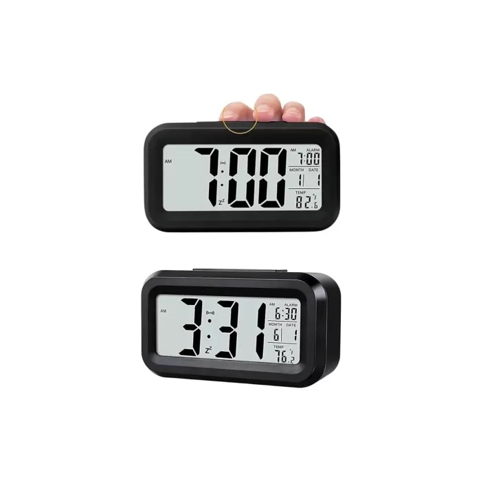 Masaüstü Saat Takvim Termometre Beyaz Siyah (5381)