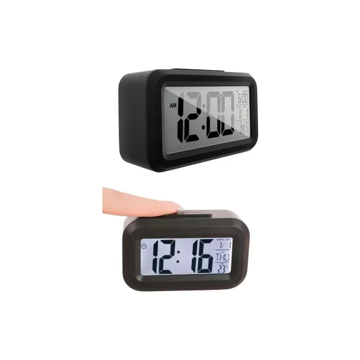 Masaüstü Saat Takvim Termometre Beyaz Siyah (5381)