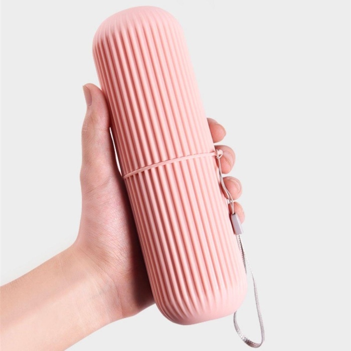 Seyahat Tipi Diş Fırçası Gözlük Makyaj Fırçası İçin Çok Amaçlı Silindir Saklama Kutusu İpli (5381)