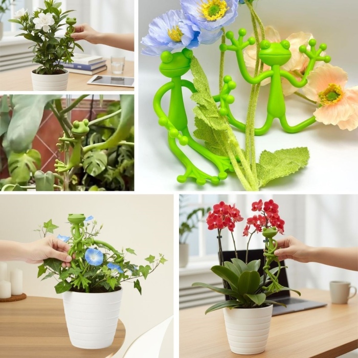 Kurbağa Şeklinde Bitki Sabitleyici – Bahçe ve İç Mekan Bitkileri İçin Dal ve Gövde Destek Aparatı, Çok Amaçlı Bitki Tutucu Klips (5381)