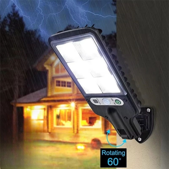 3 Farklı Işık Modlu Güneş Enerjisiyle Şarj Olan Dış Mekan Uyumlu Kumandalı Solar Duvar LEDİ (5381)