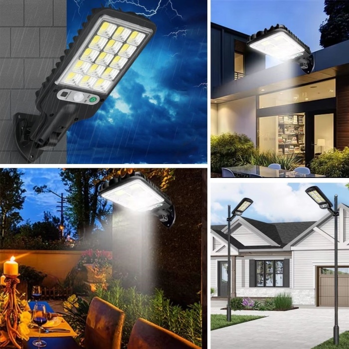 3 Farklı Işık Modlu Güneş Enerjisiyle Şarj Olan Dış Mekan Uyumlu Kumandalı Solar Duvar LEDİ (5381)