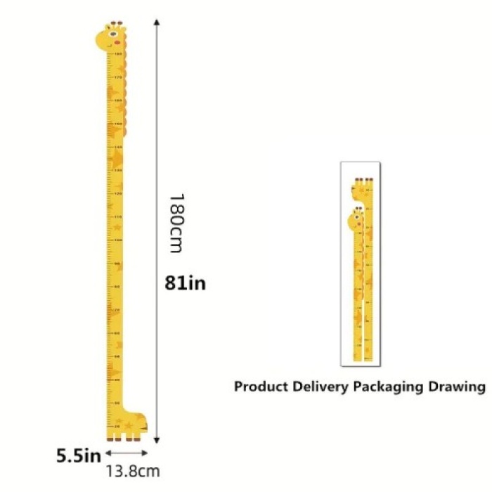 Sevimli Figürlü Çocuk Odası Boy Ölçer Sticker 180 cm