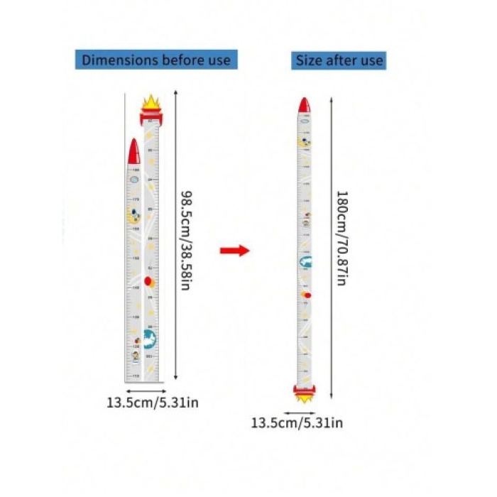 Sevimli Figürlü Çocuk Odası Boy Ölçer Sticker 180 cm