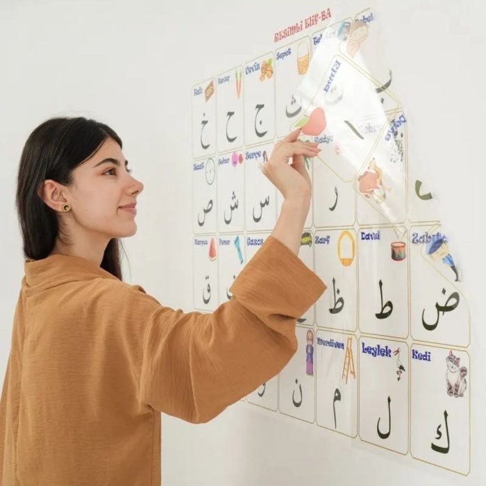 70x100 cm Statik Kağıt Elif-Ba Öğrenme Tahtası (5381)