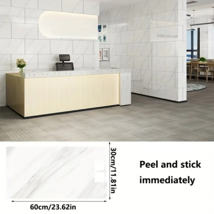 Beyaz Mermer Desenli Alüminyum Duvar Sticker