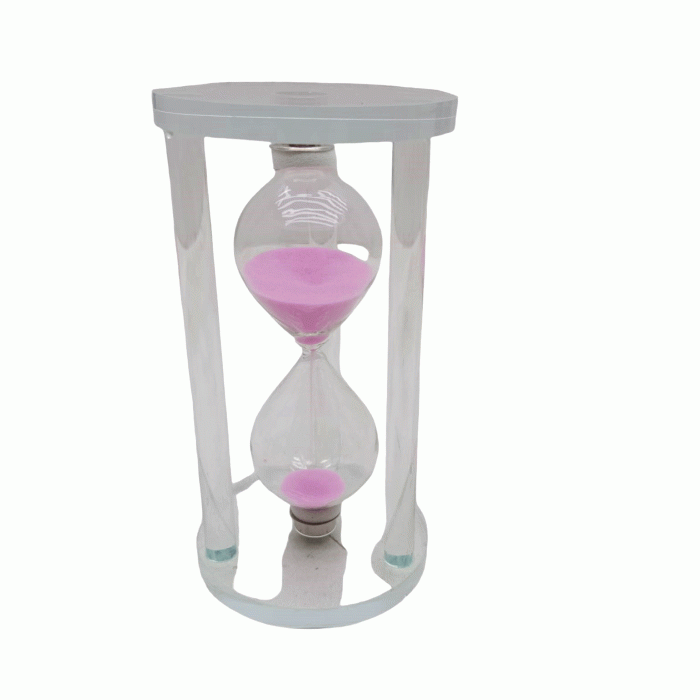 BÜYÜK CAM KUM SAATİ CAM STANDLI 15 DAKİKA - ÇAP: 7.7CM-YÜKSEKLİK: 14.7CM (5381)