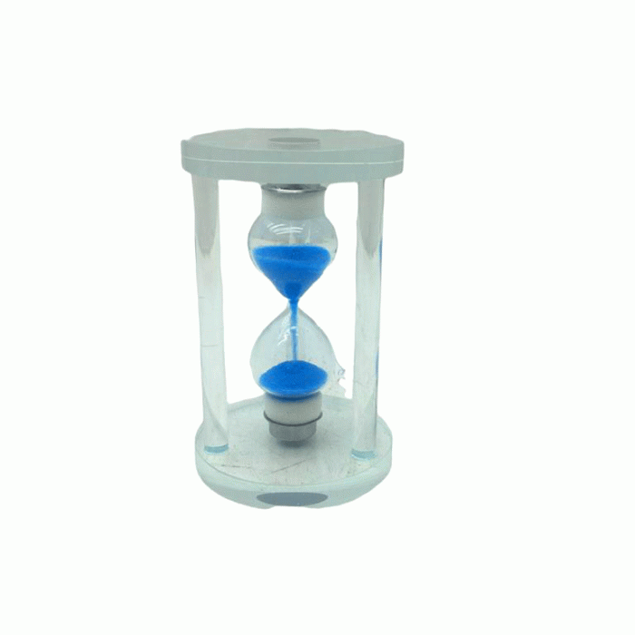 KÜÇÜK CAM KUM SAATİ CAM STANDLI 5 DAKİKA ZAMANLI = ÇAP: 5.8CM-YÜKSEKLİK: 9.8CM (5381)