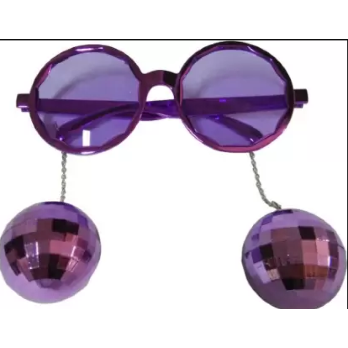 Disko Toplu Küpeli Parti Gözlüğü Mor Renk 15x16 cm (5381)