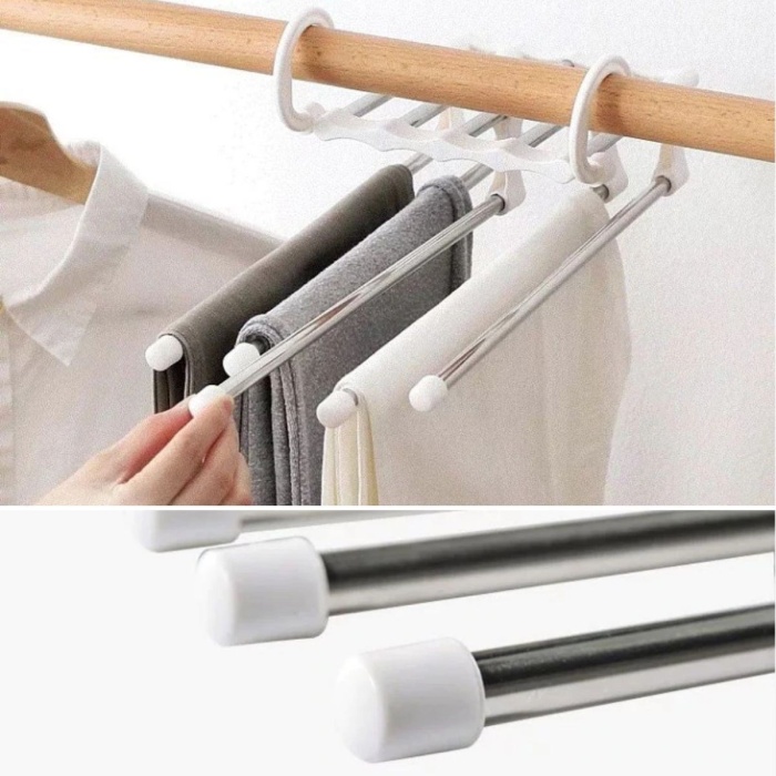 Hareketli Dolap İçi Pantolon Kravat Şal Askı Sistemi Düzenleyici Katmanlı Askılık Organizer (5381)