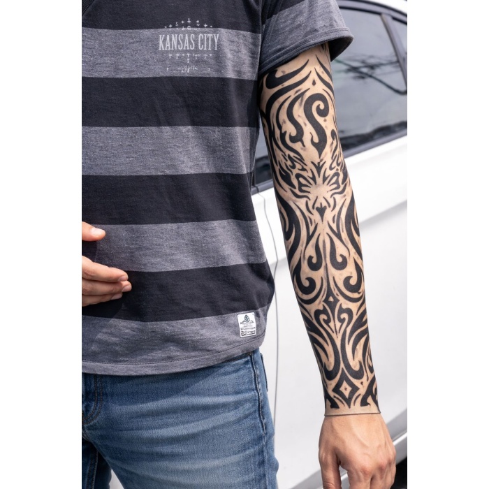 Giyilebilir Kol Dövmesi Çorap Dövme 3D Baskılı Kol Bacak Dövme 2 Adet Model 11 (5381)