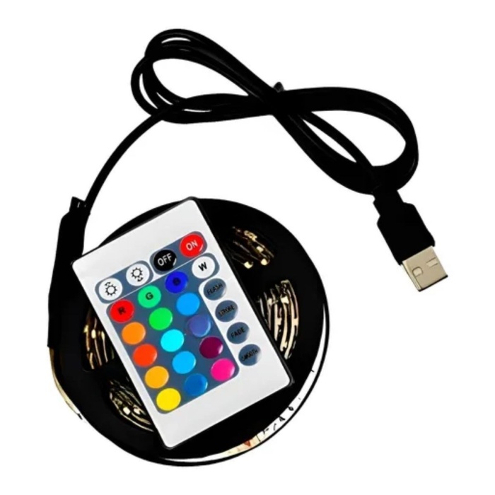 2 Metre Kumandalı USB LED Şerit Işık – Renk Ayarlı Dekoratif Ortam ve Ambiyans Aydınlatması (5381)