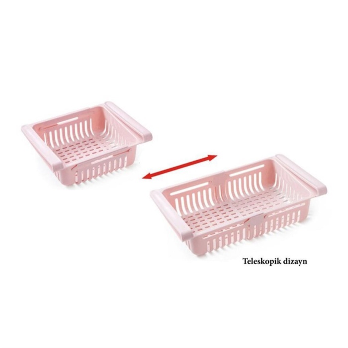 Çok Amaçlı Uzayıp Kısalabilir Buzdolabı Düzenleyici Sepeti Rafı (5381)