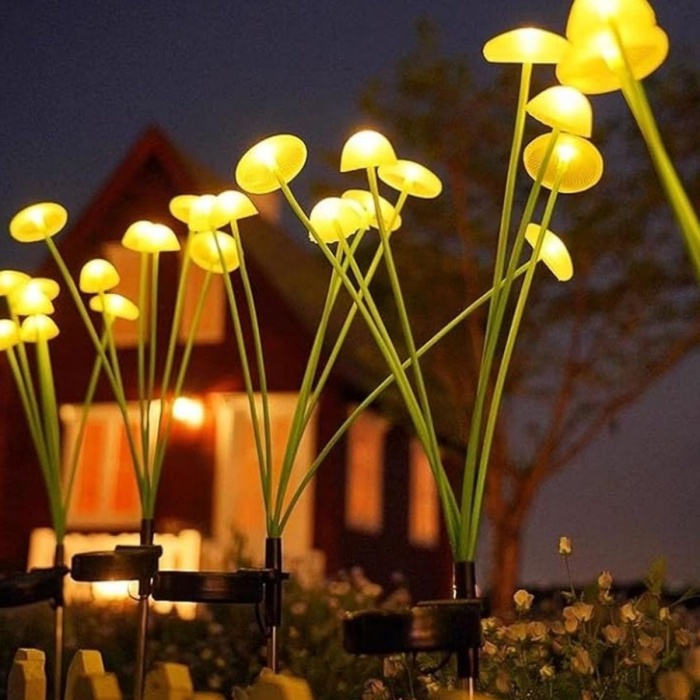 2 Adet Plastik Mantar Solar Bahçe Lambası – Güneş Enerjili LED Dış Mekan Aydınlatma, Otomatik Sensörlü Dekoratif Bahçe Işığı (5381)