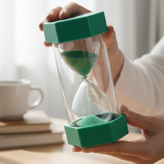 Renkli Cam Kum Saati – Dekoratif Masaüstü Zaman Ölçer, Estetik Ofis ve Ev Aksesuarı (5381)