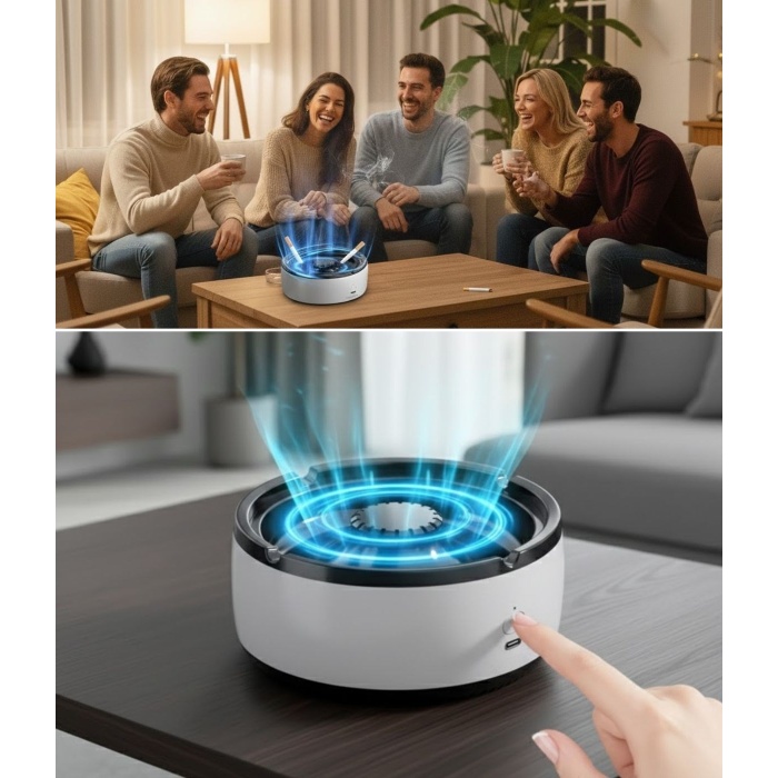 Dumanı İçine Çeken Akıllı Kül Tablası – Kokusuz, Filtreli ve Otomatik Duman Emici Küllük (5381)