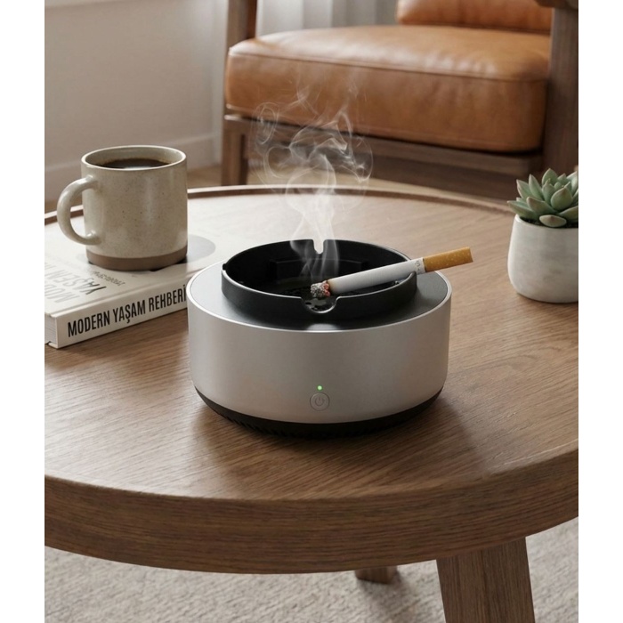 Dumanı İçine Çeken Akıllı Kül Tablası – Kokusuz, Filtreli ve Otomatik Duman Emici Küllük (5381)