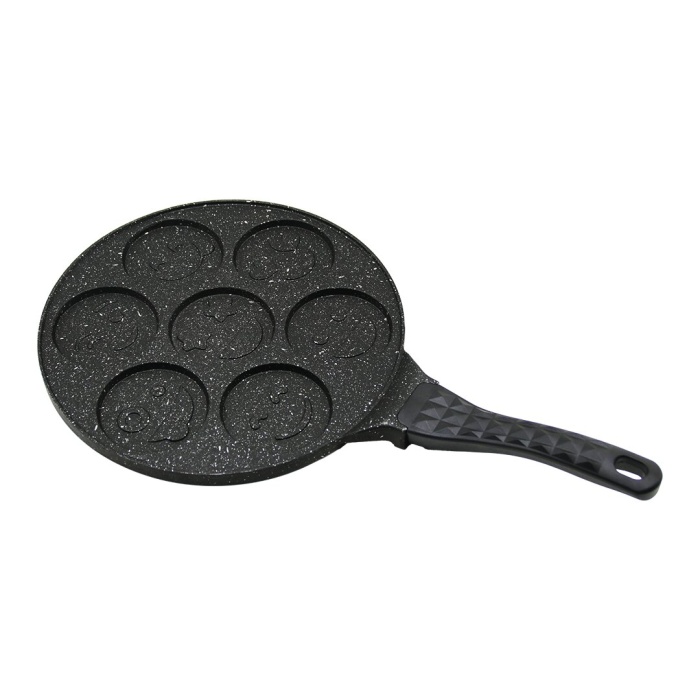 BÖLMELİ EMOJİLİ DÖKÜM PANKEK TAVA 28CM KABARTMA PİRAMİT DESENLİ BAKALİT SAP=18.2CM POŞETLİ AMBALAJ (5381)