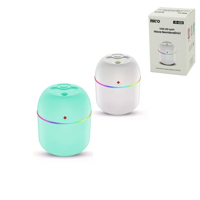 MİNİ USB ŞARJLI - IŞIKLI HAVA NEMLENDİRİCİ - BUHAR MAKİNE - KOKU GİDERİCİ 2W DC 5V - 350mA (5381)