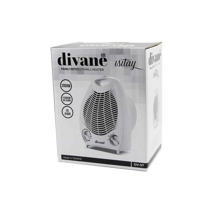 DİVANE FANLI ISITICI SOBA 3 KADEME HIZ AYAR 2000W AYARLANABİLİR TERMOSTAT - OTO SICAKLIK KONTROL - AŞIRI ISINMAYA KORUMA (5381)