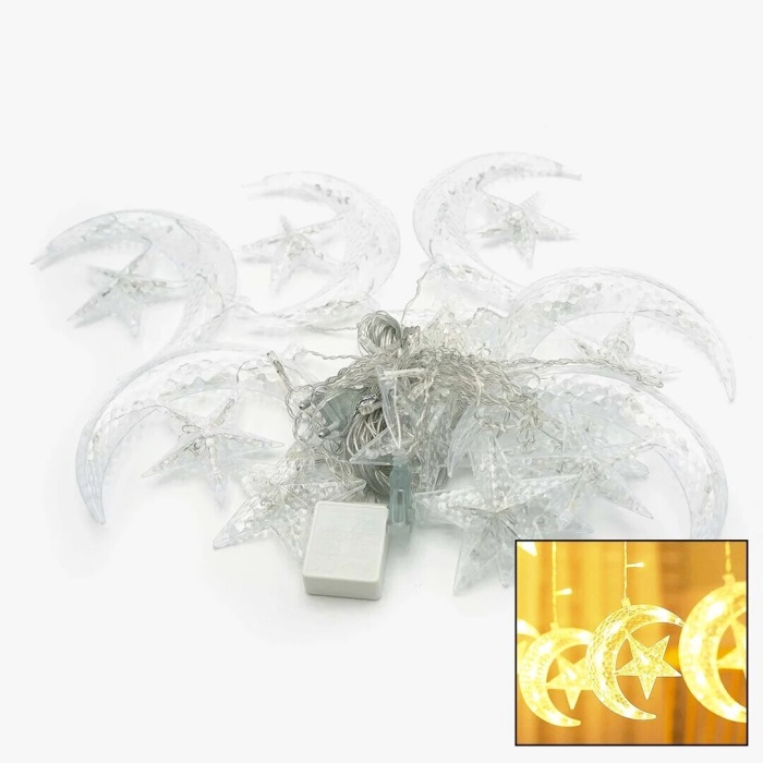 AY-YILDIZ 3MT - FİŞLİ EKLEMELİ - FONKSİYONLU LUX SARKIT PERDE LED - DEKOR LAMBA (5381)