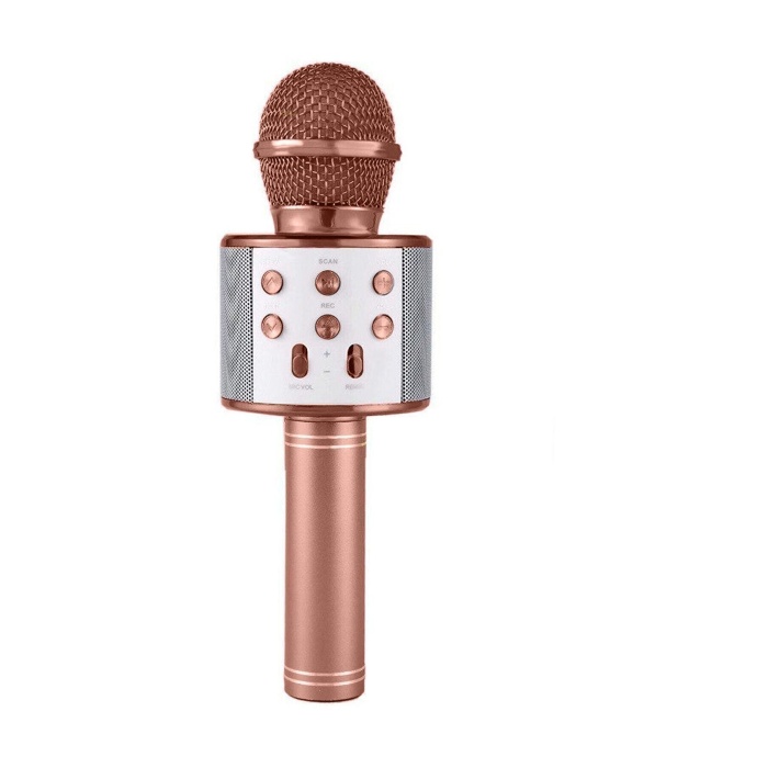 Karaoke Mikrofonlu Hoparlör - Şarjlı -Bluetooth Rose Gold (5381)