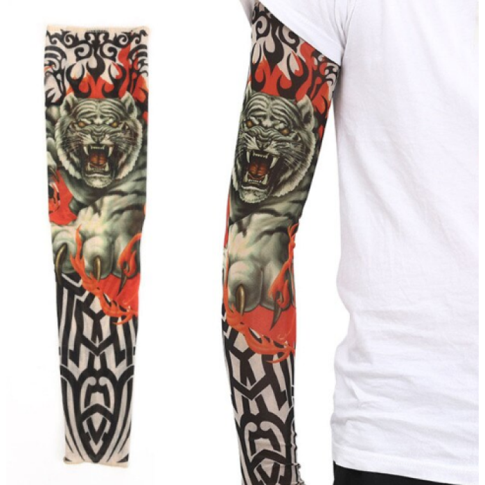 Giyilebilir Kol Dövmesi Çorap Dövme 3D Baskılı Kol Bacak Dövme 2 Adet Model 3 (5381)