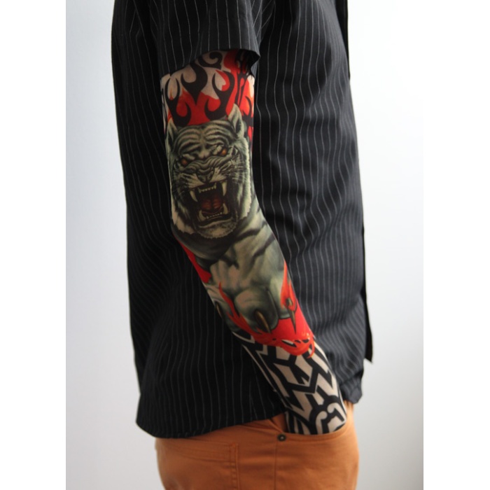 Giyilebilir Kol Dövmesi Çorap Dövme 3D Baskılı Kol Bacak Dövme 2 Adet Model 3 (5381)