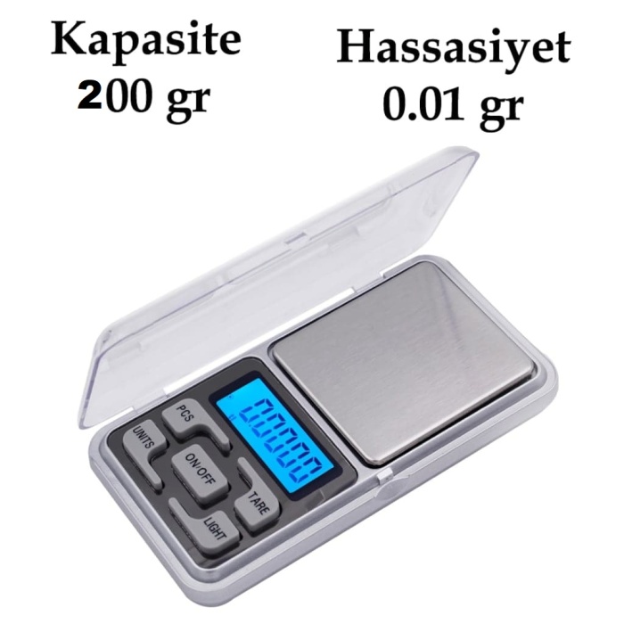 Dijital Hassas Elektronik Kuyumcu Cep Terazisi Tartı 200 gr /  0.01 gr (5381)