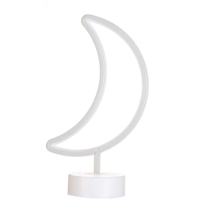 Dekoratif Pilli Ay Tasarımlı 3D Neon Led Masa Ve Gece Lambası (5381)