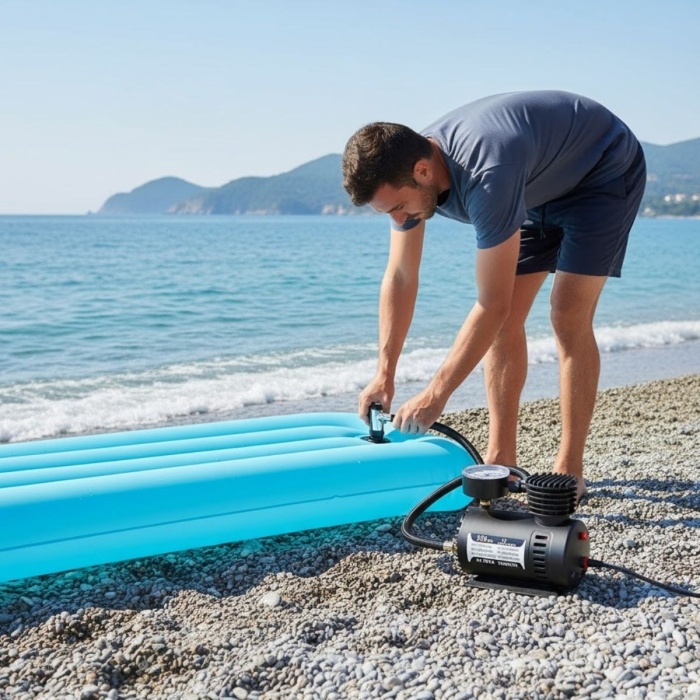 300 PSI Güçlü Taşınabilir Hava Kompresörü–Araba, Motosiklet, Bisiklet ve Top Şişirme İçin Çakmaklıklı Lastik Şişirme Pompası (5381)