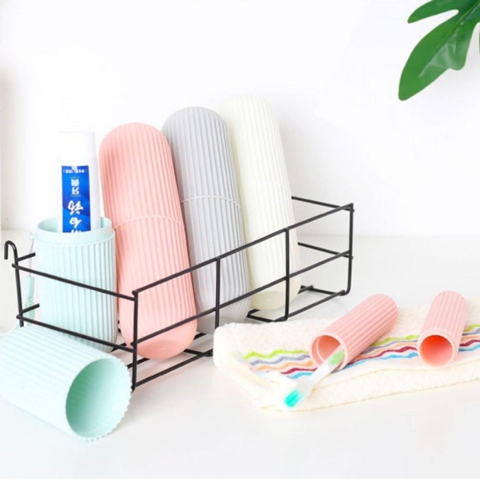 Seyahat Tipi Diş Fırçası Gözlük Makyaj Fırçası İçin Çok Amaçlı Silindir Saklama Kutusu İpli (5381)