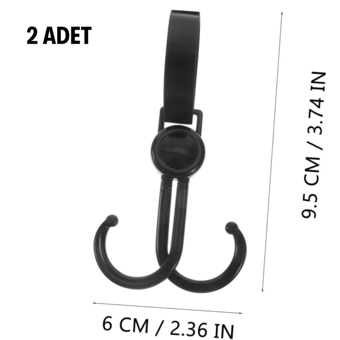 2 Adet Bebek Arabası, Motor, Bisiklet Eşya Taşıma Aparatı Plastik Kanca  (5381)