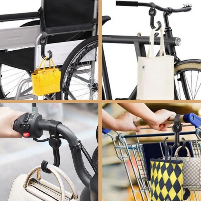 2 Adet Bebek Arabası, Motor, Bisiklet Eşya Taşıma Aparatı Plastik Kanca  (5381)