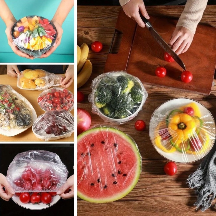 100 Adet Tazeliği Koruyan Tencere ve Tabak Bonesi  Çok Amaçlı Kullan At Tabak Bonesi (5381)