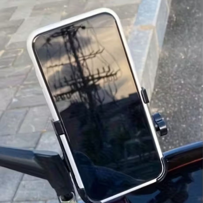 Motosiklet Gidon Telefon Tutucu–360° Döner, Kaymaz Sabitleme Sistemli, Sarsıntı Önleyici Telefon Tutucu Aparat (5381)