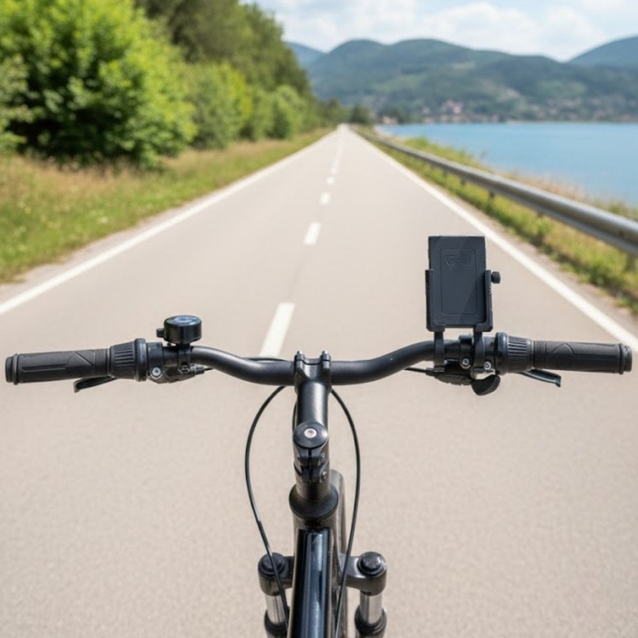 Evrensel Motosiklet Telefon Tutucu – Kaymaz, Kilitlenebilir Güvenli Tutuşlu, 360° Ayarlanabilir Gidon Bağlantılı Akıllı Telefon Aparatı (5381)