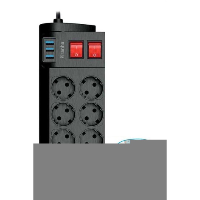 Isıya Dayanıklı Termal Akım Korumalı 2 Metre 16A 4000W 8li Priz ve 3 Usb Li Uzatma Kablosu (5381)